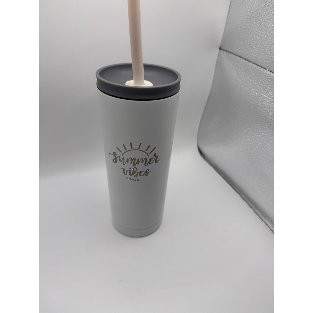 Paper Lou Summer Vibes Tumbler Unisex OS White Excellent Insulated Straw Lid